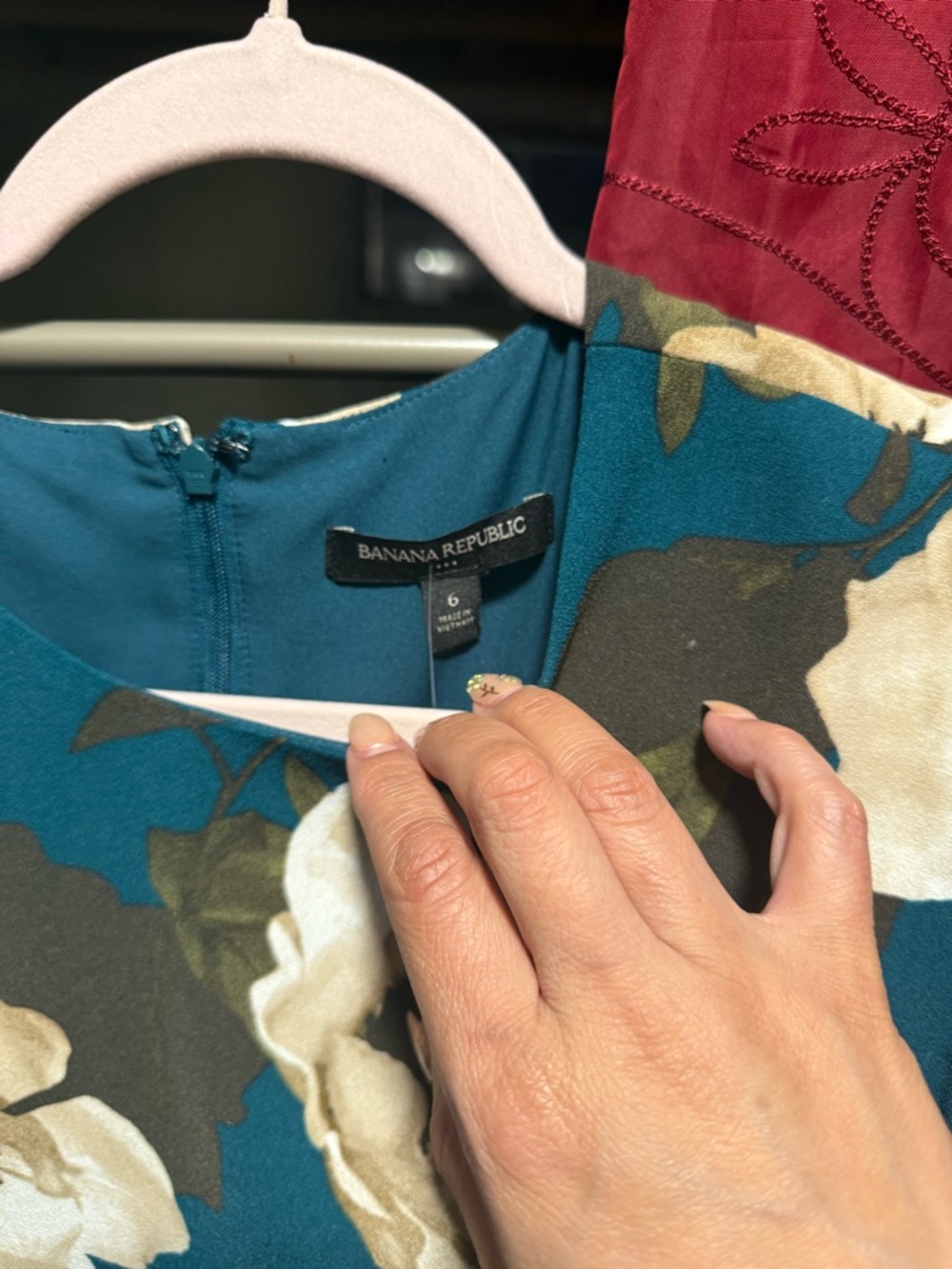 Banana Republic Teal Green Floral Midi Sheath Dress - Picture 4 of 6